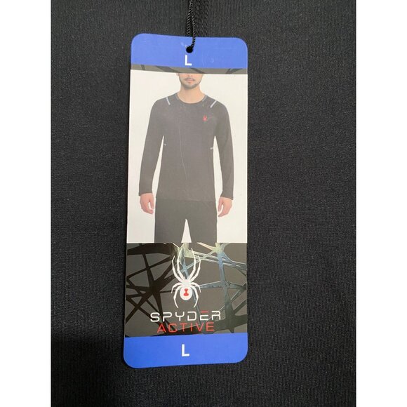 Spyder Men's Large Black Active Long Sleeve ProWeb Microfleece Tee T-Shirt - Picture 7 of 11